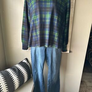 Torrid Blue and Green Plaid Top